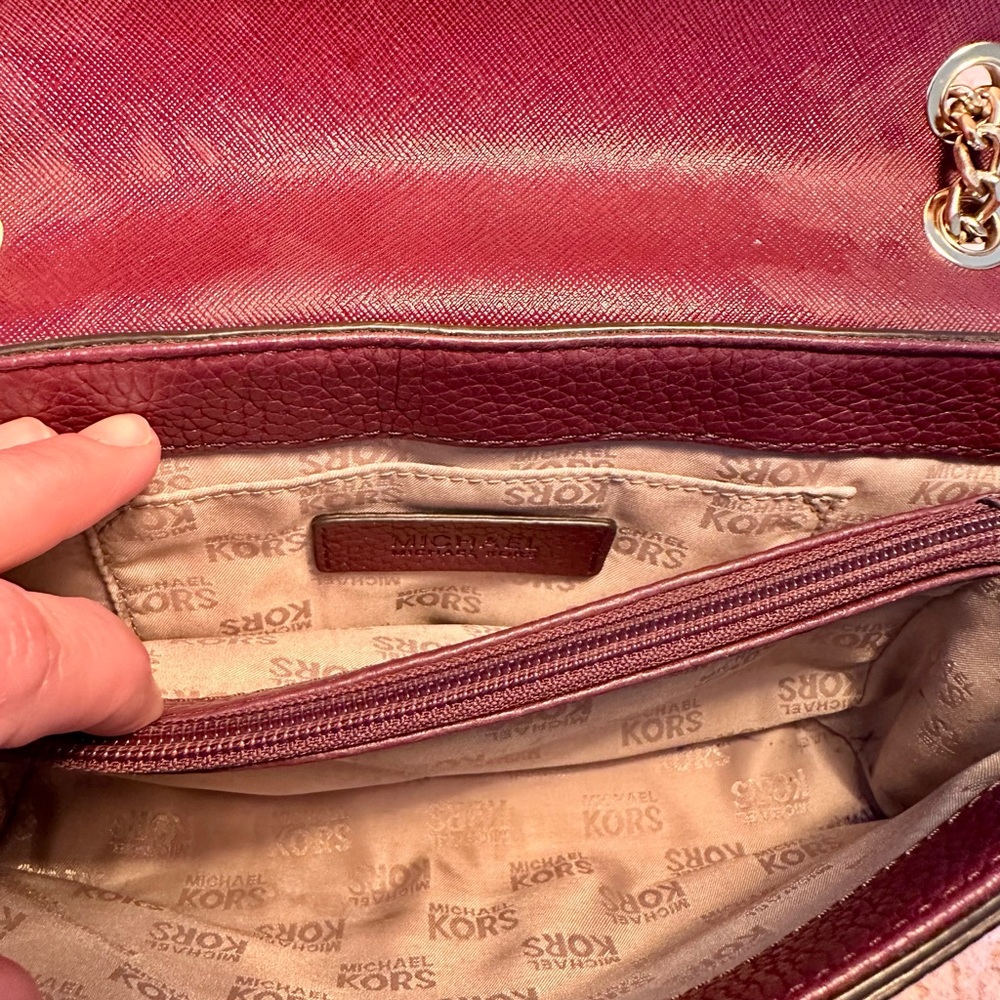 Vintage Michael Kors Maroon Leather Crossbody Bag - Picture 3 of 5